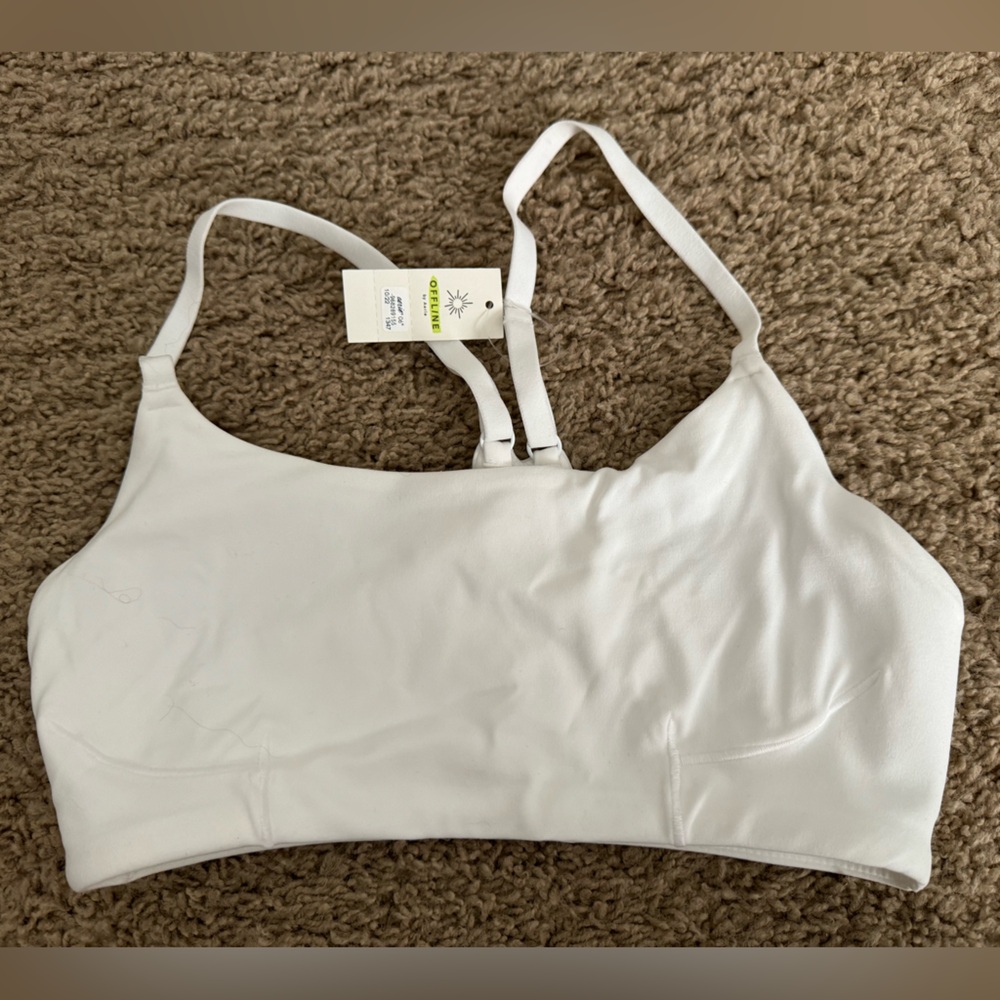 Aerie offline xs white sports bra no padding least amount of support soft